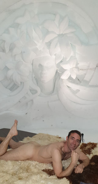 Tony on an igloo bed